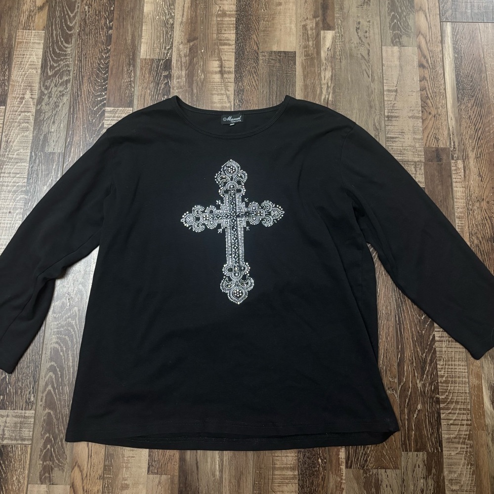 Marvel Black Top with Silver rhinestone Embellishments